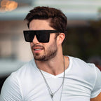 Square Oversized Sunglasses for Women Men Fashion Flat Top Big Black Frame Shades
